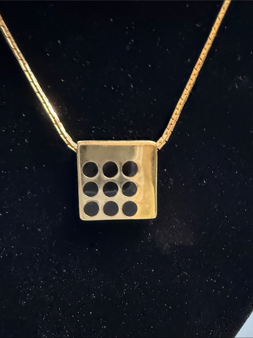 Vintage Goldtone Domino Square Pendant Necklace - Women Jewelry
